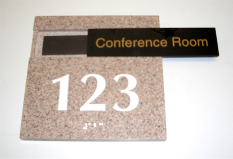 Interior office branding signage